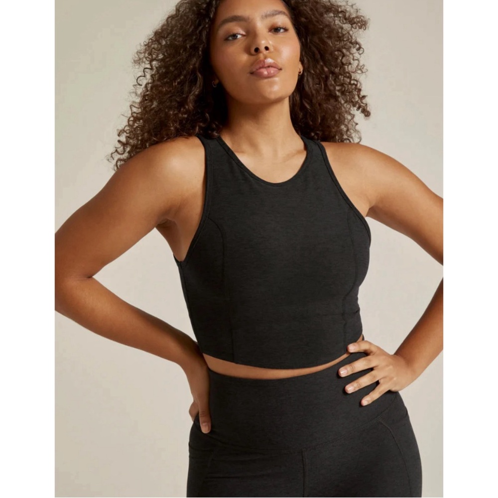 Beyond Yoga Spacedye Sleeveless Cropped Top In Darkest Night NWT Size L